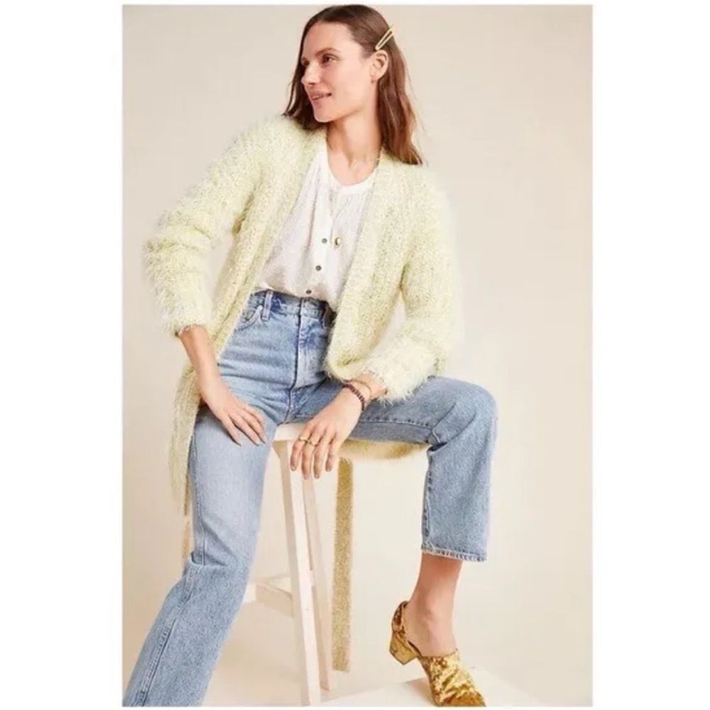 Anthropologie Larkin Shimmer Eyelash Chunky Knit Duster Cardigan Large